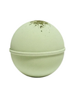 Green bath bomb on a white background