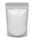 Clear stand-up pouch with a white interior on a white background