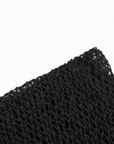 Close-up of black textured fabric on a white background