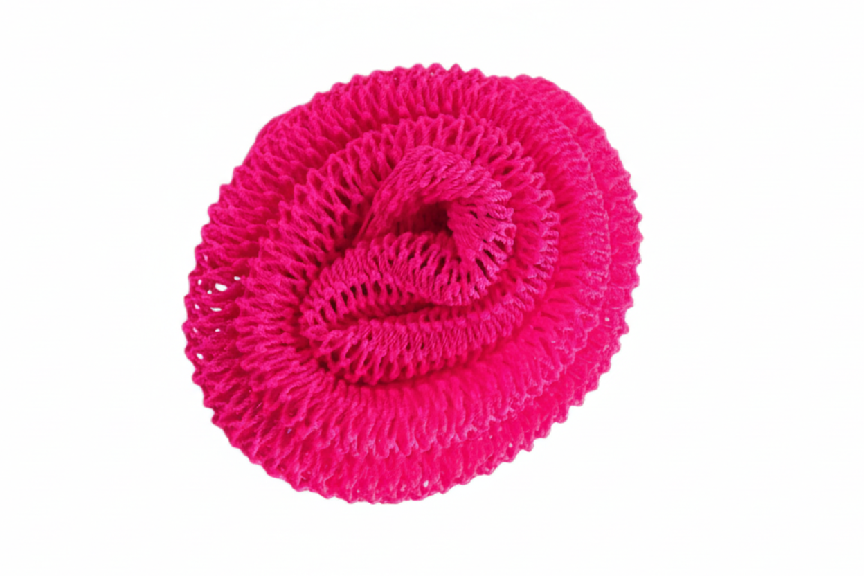Pink African Net Sponge on a white background