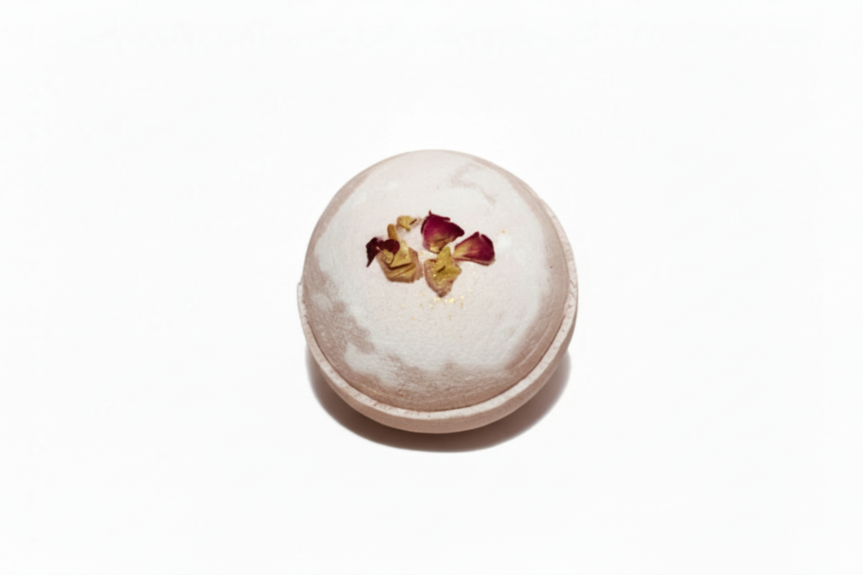Round white trinket box with floral design on a white background